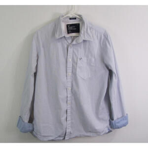 American Eagle Outfitters Men’s Large Shirt Blue White Striped Button Down Large